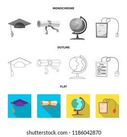 Vector design of education and learning sign. Set of education and school stock symbol for web.