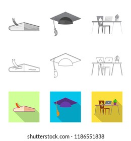 Vector design of education and learning sign. Collection of education and school vector icon for stock.
