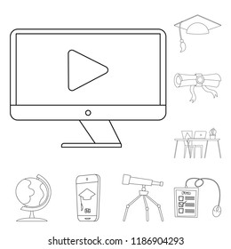 Vector design of education and learning sign. Set of education and school stock symbol for web.