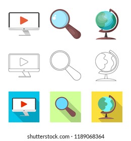 Vector design of education and learning sign. Collection of education and school stock vector illustration.