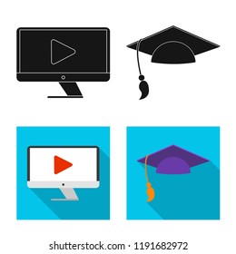 Vector design of education and learning sign. Set of education and school stock vector illustration.