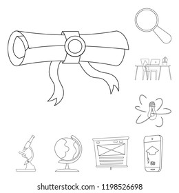 Vector design of education and learning sign. Set of education and school stock vector illustration.
