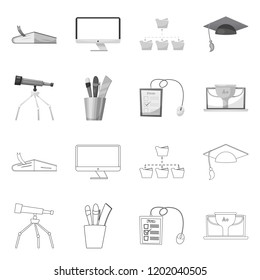 Vector design of education and learning sign. Set of education and school stock symbol for web.