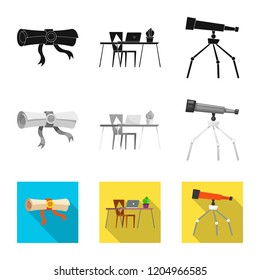 Vector design of education and learning sign. Collection of education and school stock vector illustration.