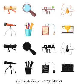 Vector design of education and learning sign. Set of education and school stock symbol for web.