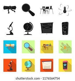 Vector design of education and learning symbol. Collection of education and school stock vector illustration.
