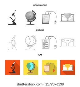 Vector design of education and learning symbol. Collection of education and school vector icon for stock.