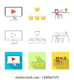 Vector design of education and learning symbol. Collection of education and school stock vector illustration.
