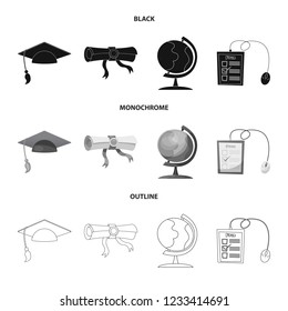 Vector design of education and learning symbol. Collection of education and school stock vector illustration.