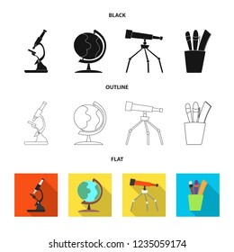 Vector design of education and learning symbol. Set of education and school stock vector illustration.