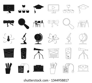 Vector design of education and learning symbol. Set of education and school stock symbol for web.