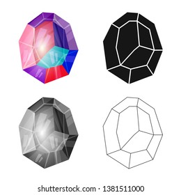 Vector design of egg and dragon  sign. Set of egg and crystal vector icon for stock.