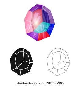 Vector design of egg and dragon  symbol. Set of egg and crystal vector icon for stock.