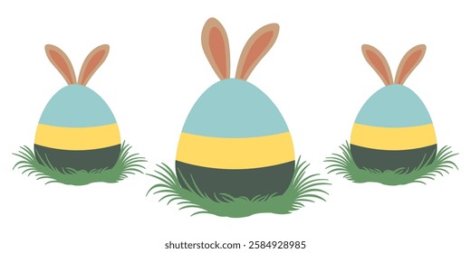 vector design of eggs and bunny ears for easter day