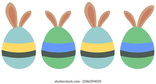 vector design of eggs and bunny ears for easter day