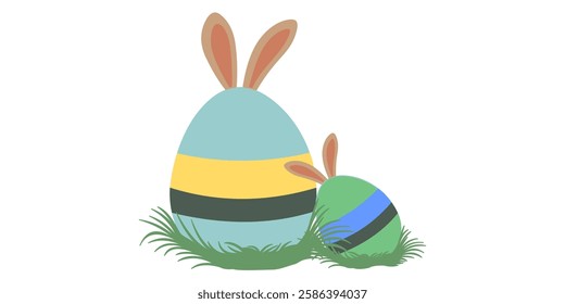 vector design of eggs and bunny ears for easter day