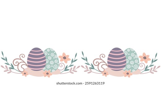 vector design of eggs and flower and leaf elements for easter day