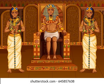 Vector design of Egyptian civilization King Pharaoh God on Egypt palace backdrop