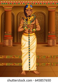 Vector Design Of Egyptian Civilization King Pharaoh God On Egypt Palace Backdrop