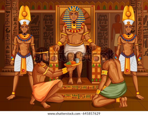 Векторный дизайн египетской цивилизации короля фараона Бога на фоне дворца Египта