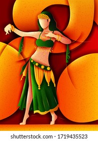 Vector design of Egyptian Woman performing Raqs Sharqi dance of Egypt