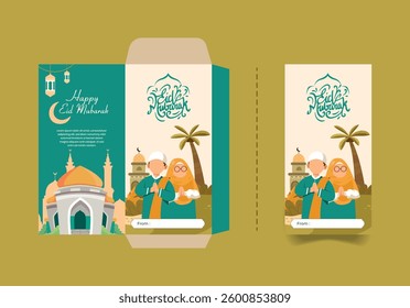 Vector design of Eid gift envelopes, money wrappers, angpau, Eid celebrations, happy Eid al-Fitr Mubarak, may you have lots of fortune.