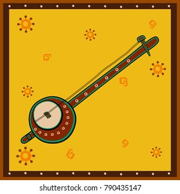 Vector design of ektara Music instrument in India desi folk art style