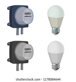 Vector design of electricity and electric icon. Collection of electricity and energy stock vector illustration.