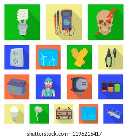 Vector design of electricity and electric icon. Set of electricity and energy stock vector illustration.