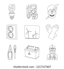 Vector design of electricity and electric icon. Set of electricity and energy stock symbol for web.