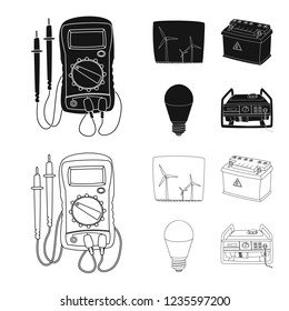 Vector design of electricity and electric icon. Set of electricity and energy stock vector illustration.