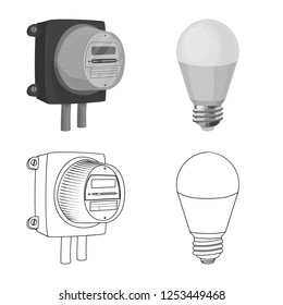 Vector design of electricity and electric icon. Collection of electricity and energy stock vector illustration.