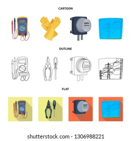 Vector design of electricity and electric icon. Collection of electricity and energy stock symbol for web.