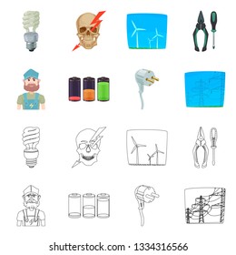 Vector design of electricity and electric icon. Set of electricity and energy vector icon for stock.