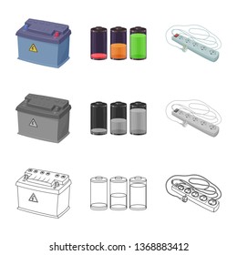 Vector design of electricity and electric icon. Set of electricity and energy stock vector illustration.