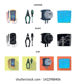 Vector design of electricity and electric icon. Collection of electricity and energy stock vector illustration.