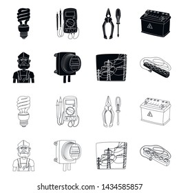 Vector design of electricity and electric icon. Set of electricity and energy vector icon for stock.