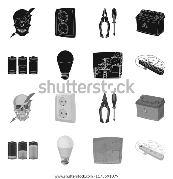 Vector design of\
electricity and electric icon. Collection of electricity and energy\
stock symbol for web.