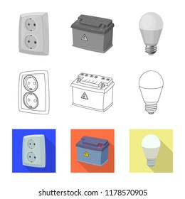 Vector design of electricity and electric logo. Collection of electricity and energy stock vector illustration.