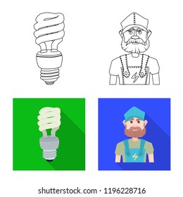 Vector design of electricity and electric logo. Set of electricity and energy stock vector illustration.