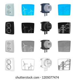 Vector design of electricity and electric logo. Collection of electricity and energy vector icon for stock.