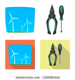Vector design of electricity and electric logo. Collection of electricity and energy vector icon for stock.