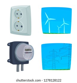 Vector design of electricity and electric logo. Collection of electricity and energy stock symbol for web.