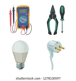 Vector design of electricity and electric logo. Set of electricity and energy stock vector illustration.