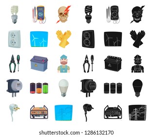 Vector design of electricity and electric logo. Set of electricity and energy stock symbol for web.