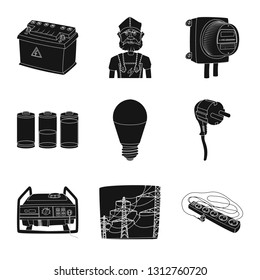Vector design of electricity and electric logo. Set of electricity and energy stock vector illustration.