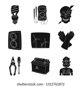 Vector design of electricity and electric logo. Collection of electricity and energy stock symbol for web.