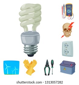 Vector design of electricity and electric logo. Collection of electricity and energy stock vector illustration.