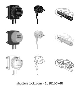 Vector design of electricity and electric logo. Collection of electricity and energy stock symbol for web.