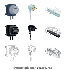 Vector design of electricity and electric logo. Collection of electricity and energy stock symbol for web.